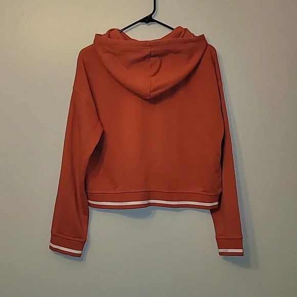 Women's medium Adidas croptop hoodie coral/salmon pink cozy yoga vibes LOT B12 - Picture 5 of 6